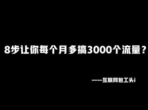 工头:8步让你每个月多搞3000个流量?【视频】